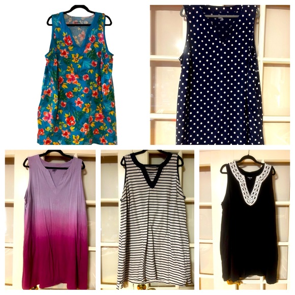 FIVE Lands End Dresses 2X w/Pockets Bundle Summer Plus - Picture 1 of 6